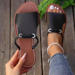 Women's Summer Comfortable Beach Slippers Fashion Braided Band Flat Sandals Woman Lightweight Soft Pu Leather Slippers Plus Size