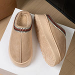 Slippers cotton home cotton shoes winter couples thick soled home solid color warm cotton slippers with velvet non-slip