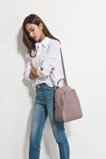 Zency Charm Women Pure White Backpack 100% Genuine Leather Anti-theft Button Elegant Female Travel Knapsack Shoulder Bag Pink