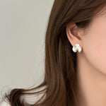 Pearl Flower Geometric Stud Earrings For Women Girls Trendy Elegant Sweet Exquisite Romantic Wedding Bride Jewelry Gifts