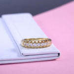 Huitan High Quality Office Lady Accessories Rings Golden Color Halo Micro Paved Casual Style Female Jewel With Size 6-10 2019