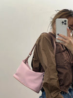Homemade Baby Pink Nylon Fabric Underarm Bag Korean New Inner Lightweight Texture Small Bag Full with Shoulder Handbag