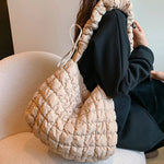 Large Capacity Puffer Crossbody Bag Pleated Nylon Cloud Shoulder Bag Tote Bucket Designer Bag Ruched Fashion Lady Dumpling Buns