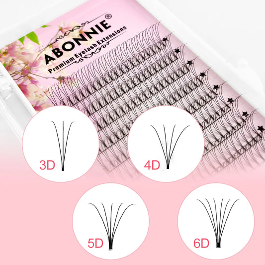 ABONNIE Premade Volume Fans Short Stem 3d/4d/5d/6d Russian  Eyelash Extension Mink Eyelash Extension All Size Lashes Tray
