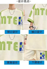 2024 Summer Men's Sets Korean Fashion Streetwear Tracksuit Men T Shirts+Shorts Two Piece Sets Casual Men Clothing Outfit Set