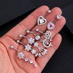 14G Heart Flower Shaped Navel Piercing Ornament Water Drop Belly Button Piercing Pendant Belly Nombril Piercing Women Jewelry