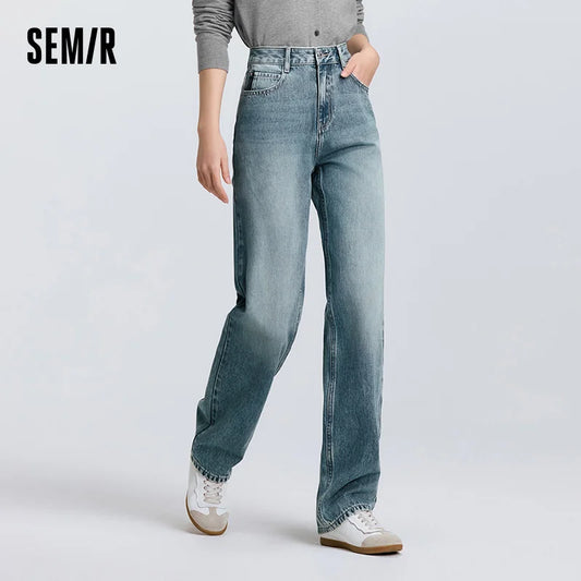 Semir Jeans Women Simple Long Trousers 2025 New Spring Straight Tube Trousers Trendy