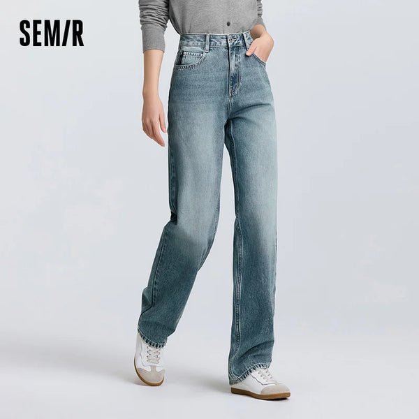 Semir Jeans Women Simple Long Trousers 2025 New Spring Straight Tube Trousers Trendy