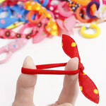 100Pcs/bag Ladies Lovely Rabbit Ear Hair Cord Wave Point Flower Print Cloth Art Hair Rope Hair Accessories