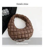 Quilted Embroidered Thread Women's Bag Pleated Cloud Mini Handbags Down Padded Lightweight Clutch Bag Cotton Small Shoulder Bags