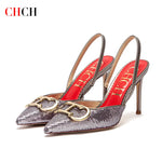 CHCH Women's High Heels 2025 Sharp tip Destiny Closed Toe Strappy Heels Sexy Wedding Bridal Party Dress Shoes 9cm