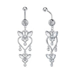 Trendy Angel Belly Button Rings Stainless Steel Zircon Butterfly Navel Piercing Surgical for Women Body Belly Jewelry Pendant