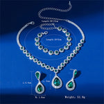 FYUAN Exquisite Red Blue Green Necklace Earrings Bracelet Water Drop Crystal Earrings for Wedding Jewelry Sets