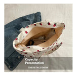 Corduroy Handbag Strawberries Beach Bag Fashionable Versatile Shoulder Bag LargeCapacity Simple Commuter Women's Tote Bag Bolsos