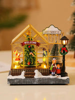 Christmas Village House Figurines Lighted Christmas Collectible Buildings Decoration with Music New Year Decor