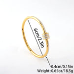 Elegant Gold Color Bangle With Sparkling Rhinestone Glamorous Stainless Steel Bracelet Women's Formal Dinners Jewelry