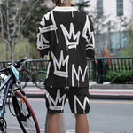 American classic white crown print conventional jacquard loose street personality trend men's V-neck off shoulder casual short-s