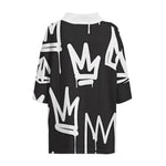 American classic white crown print conventional jacquard loose street personality trend men's V-neck off shoulder casual short-s