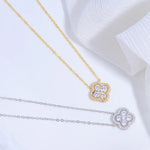 S925 Sterling Silver Four-leaf Clover Necklace for Women, Inlaid With Cubic Zirconia, A Light Luxury Clavicle Chain SL42
