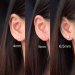 S925 solid sterling silver stud earrings with four-leaf clover ，elegant cute  small flower earrings