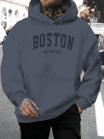 Men'S Casual Hoodie Polyester Hooded Sweatshirt with Drawstring, Comfortable Long Sleeve Top for Fall