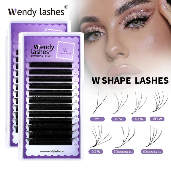 Wendy Lashes YY Shape Eyelash Extensions Automatic Flowering W Shape Bloom 3D 4D 5D 6D 8DPremade Supplies Black Lashes Cilios 5D