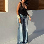 MUJER Blue Baggy Jeans for Women Wide Leg Jeans Pants Woman High Waist Denim Pants Women Casual Trousers Cargo Women's Jeans