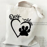 Dog Cat Paw Heart Print Handbags Women Men Harajuku Fashion Shoulder Bag Casual Funny Animal Lover Shopping Trend Cute Tote Bag