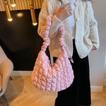 Large Capacity Puffer Crossbody Bag Pleated Nylon Cloud Shoulder Bag Tote Bucket Designer Bag Ruched Fashion Lady Dumpling Buns