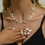 Ladies Elegant Imitation Pearl S-Shape Necklace Earring Set Bridal Clavicle Chain Jewelry for Weddings Women Jewelry Gift