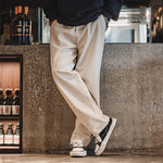 Maden Men's Vintage Beige Cotton Seed Shell Denim Jeans 10.8OZ Loose Straight Mid-rise Zipper Casual Pants Male Autumn Trousers