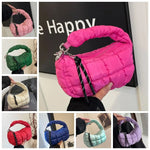 Sweet Bubble Cloud Handbag Solid Color with Pendant Pleated Dumpling Bag Zipper Korean Style Rhombus Plaid Handbag Office Worker