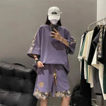 2024 Summer New Men's Leisure Sports Chinese Style Retro Couple Set Breathable Loose Fashion Splicing Two Piece Set