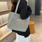 Corduroy Tote Bag for Women Waterproof Causal Shopping Bag Large Capacity Shoulder Bags Handbags for School Work Travel 2023 New