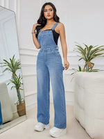 Hot Sale Womens Denim Bib Jumpsuits Casual Sleeveless Adjustable Straps Loose Baggy Cargo Jean Overalls Y2K Jumpers With Pockets