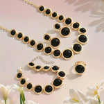 5PCS Metal Sphere Necklace Simple Luxury Resin Cord Bracelet for Women Elegant Ring Earring Post Party Accessory Vacation Gifts