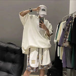 2024 Summer New Men's Leisure Sports Chinese Style Retro Couple Set Breathable Loose Fashion Splicing Two Piece Set