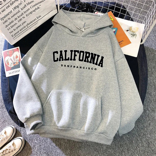 California Fashion Sweatshirts for Woman All Season Daily Casual Sporty Hooded Long Sleeve Pullover Home Outdoor Comfort Hoodies