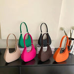 Advanced Candy Color Women's Handbags; Fashionable Textured Felt Armpit Bags; Sophisticated Crescent Shoulder Purse Design