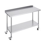 SucceBuy Stainless Steel Work Table Commercial Food Prep Worktable with Casters Heavy Duty Prep Worktable for Restaurant Home