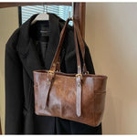 Fashion Retro Women PU Leather Shoulder Bags Trend High End Lady Tote Bag Large Capacity Female's Commuter Bag Handbag Purses