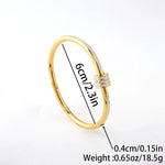 Elegant Gold Color Bangle With Sparkling Rhinestone Glamorous Stainless Steel Bracelet Women's Formal Dinners Jewelry