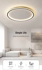 Simple Nordic Style Lighting Ceiling Lamp All White And Black Edge Modern Living Room Lamp Bedroom Home Lighting Decoration