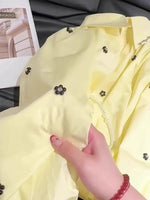 Women's Look Younger Instantly Elegant Shirt Turn-down Collar Long Puffy Sleeve Cropped Blouse Spring Casual Office Lady Blouse