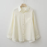 2025 Summer Autumn Long sleeve Linen oversized blouse Basic Shirt