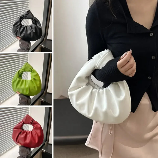 Casual PU Leather Shoulder Bags Large Capacity Solid Color Totes Lightweight Underarm Bags for Women Girls