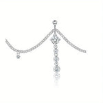 Drperfect Stainless Steel Unique Belly Button Ring with Waist Chain Dangle Rings Bikini Body Chain Waist Chains Fashion Jewelry