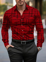 Men'S Stylish Red Floral Print Dress Shirt - Casual Long Sleeve Button-Up Design Spring Fashion Shirt Floral Print Shirt