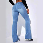 Women's jeans high waist stretch comfortable flared pants Denim pants