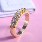 Huitan High Quality Office Lady Accessories Rings Golden Color Halo Micro Paved Casual Style Female Jewel With Size 6-10 2019